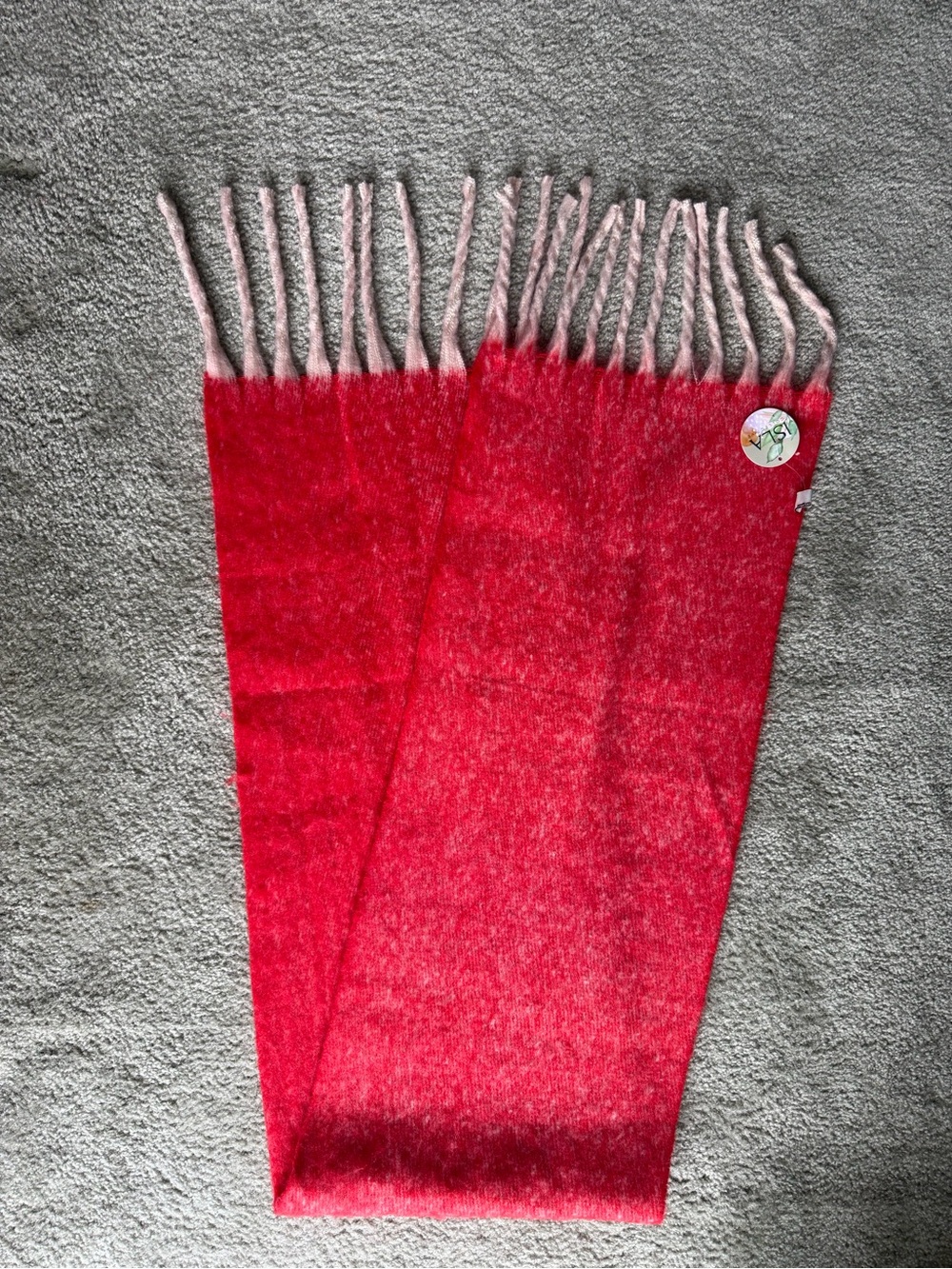 Isla Collective Red Scarf with Fringe